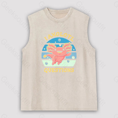 I Axolotl Questions Unisex Washed Tank Apricot / S