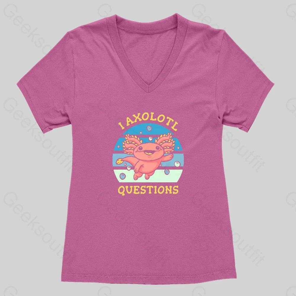 I axolotl questions Women's V-Neck T-shirt - Geeksoutfit