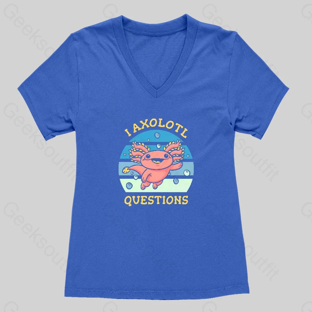 I axolotl questions Women's V-Neck T-shirt - Geeksoutfit