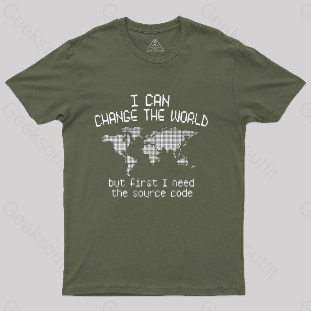 I Can Change The World T-Shirt Army Green / S