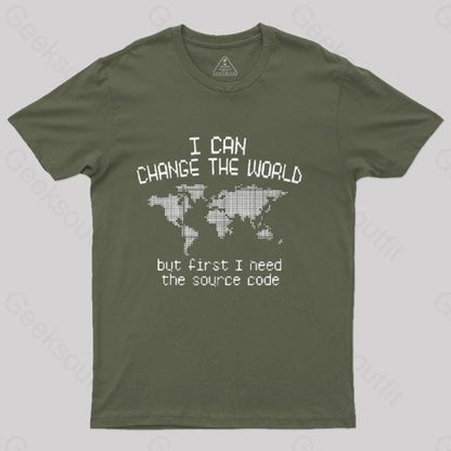 I Can Change The World T-Shirt Army Green / S