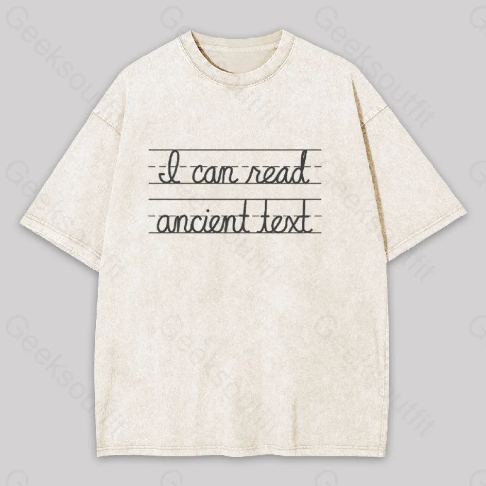 I Can Read Ancient Text Geek Washed T-Shirt Apricot / S