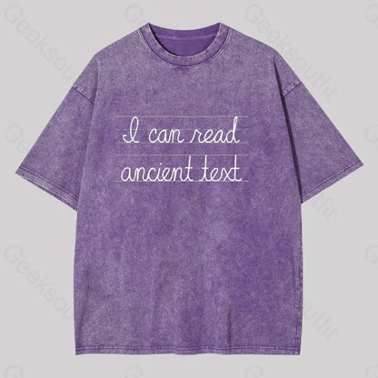 I Can Read Ancient Text Geek Washed T-Shirt Purple / S