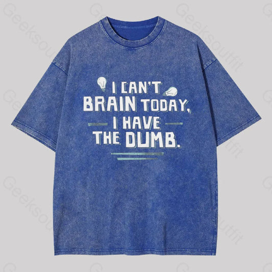 I Can’t Brain Today Have The Dumb Geek Washed T-Shirt Blue / S