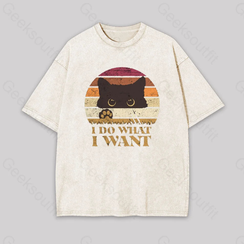 I Do What Want Geek Washed T-Shirt Apricot / S