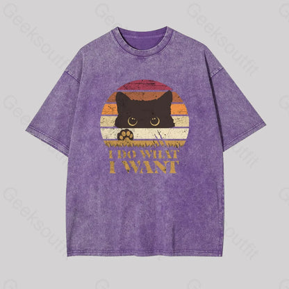 I Do What Want Geek Washed T-Shirt Purple / S