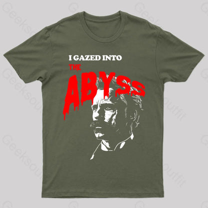 I Gazed Into The Abyss Black Metal Nerd T-Shirt Army Green / S