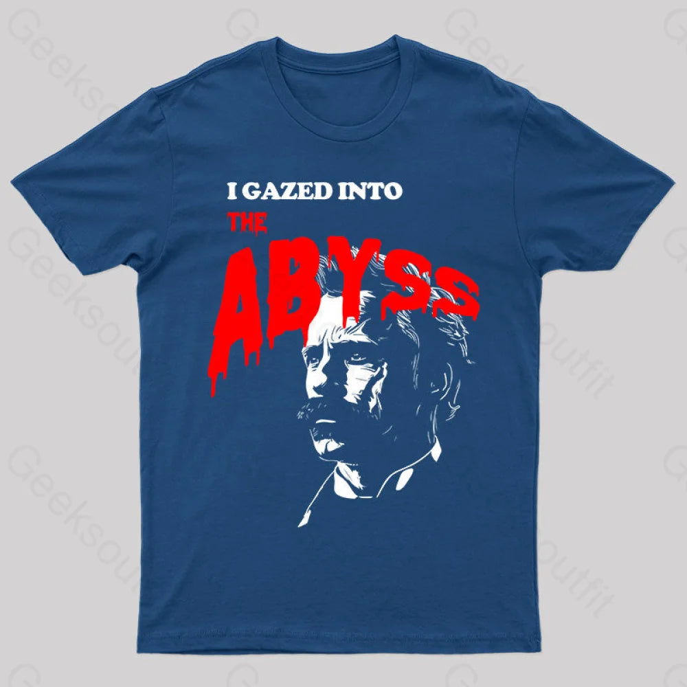 I Gazed Into The Abyss Black Metal Nerd T-Shirt Navy / S