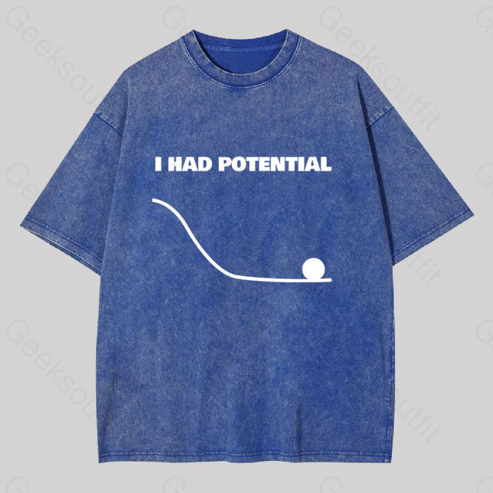 I Had Potential Washed T-Shirt Blue / S