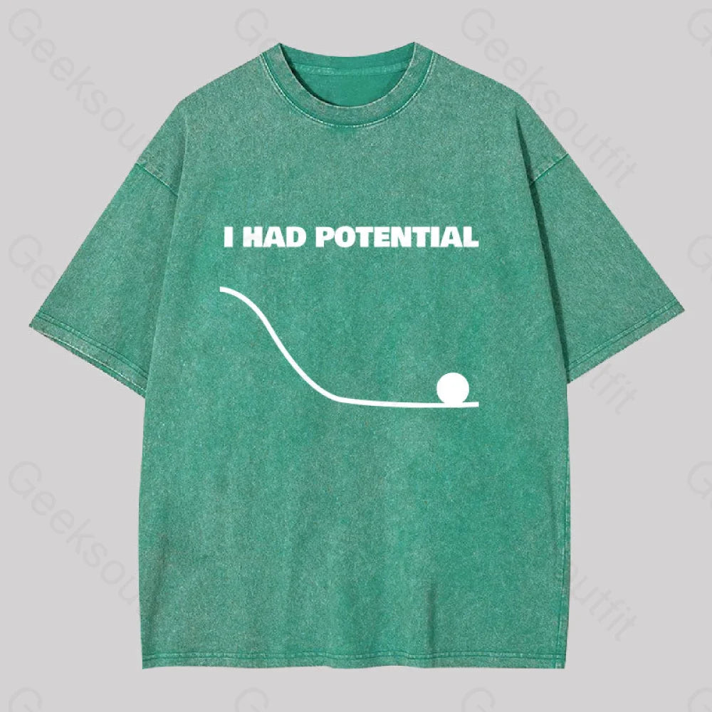 I Had Potential Washed T-Shirt Grass Green / S