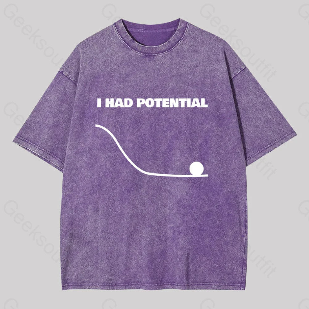 I Had Potential Washed T-Shirt Purple / S