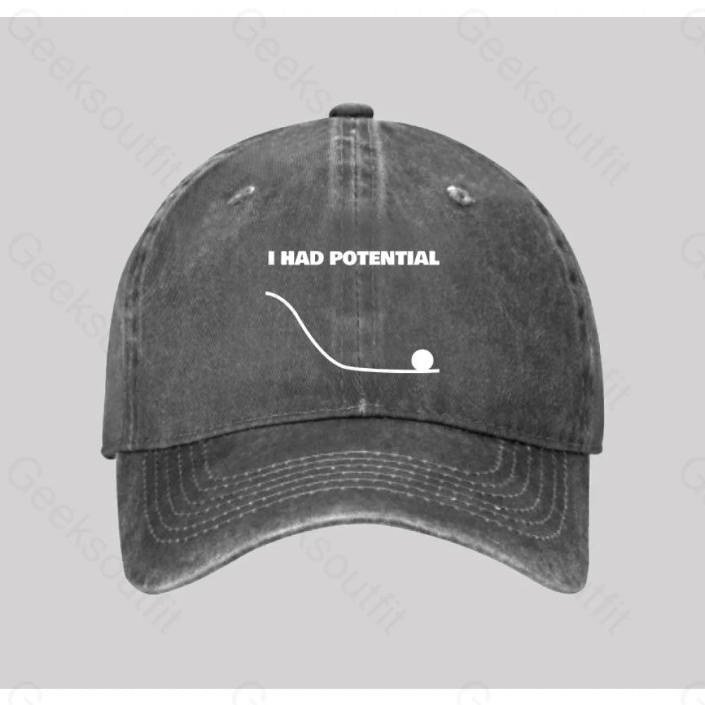 I Had Potential Washed Vintage Baseball Cap Grey