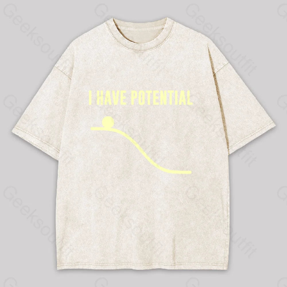 I Have Potential Energy Science Washed T-Shirt Apricot / S