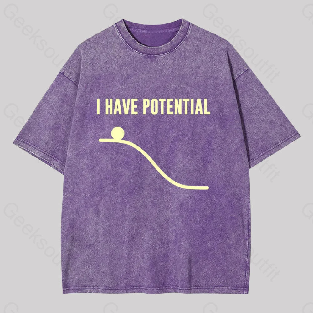 I Have Potential Energy Science Washed T-Shirt Purple / S