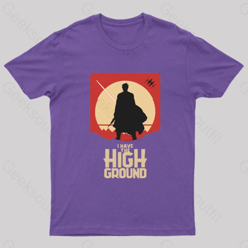 I Have The High Ground Geek T-Shirt Purple / S