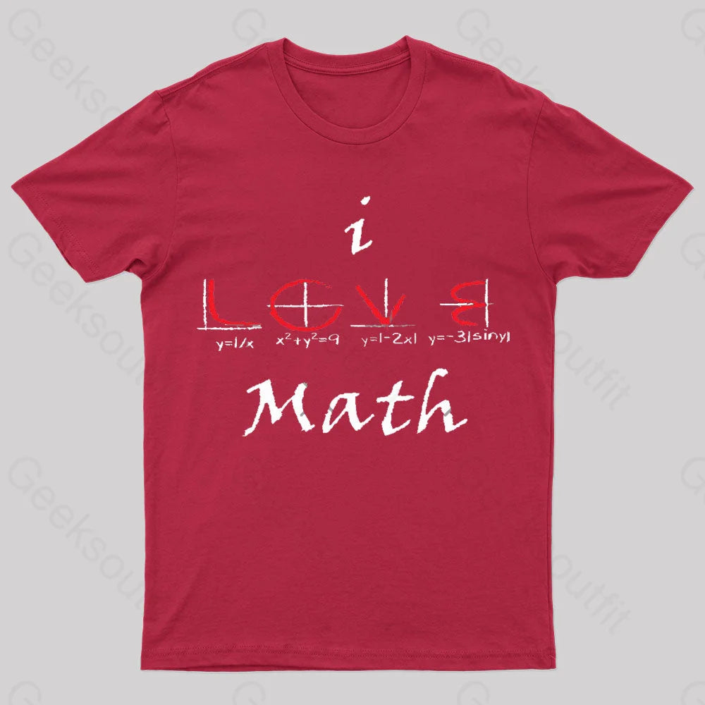 I Love Maths Geek T-Shirt Red / S