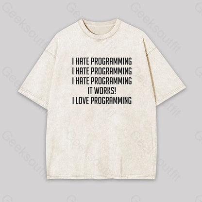 I Love Programminggeek Washed T-Shirt Apricot / S