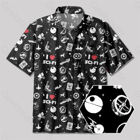 I Love Sci-Fi Button Up Pocket Shirt Yc