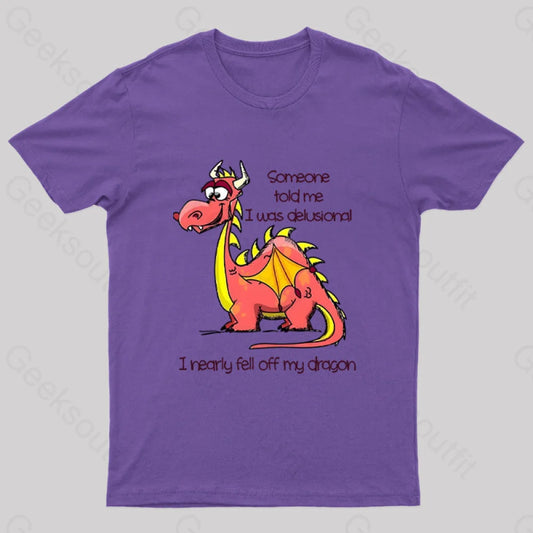 I Nearly Fell Off My Dragon Geek T-Shirt Purple / S