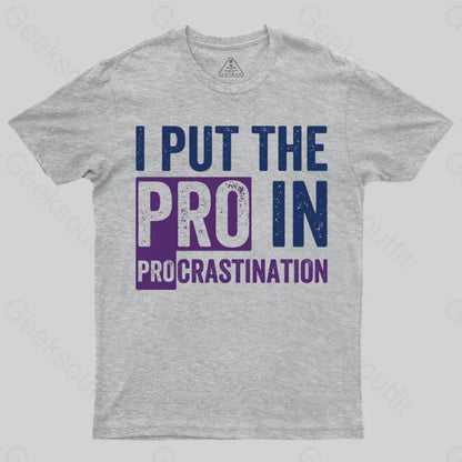 I Put The Pro In Procrastination T-Shirt Grey / S Yc