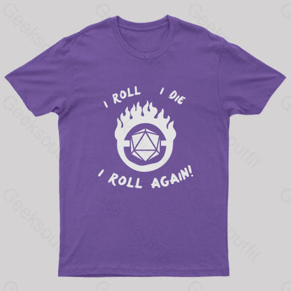 I Roll Die Again Nerd T-Shirt Purple / S