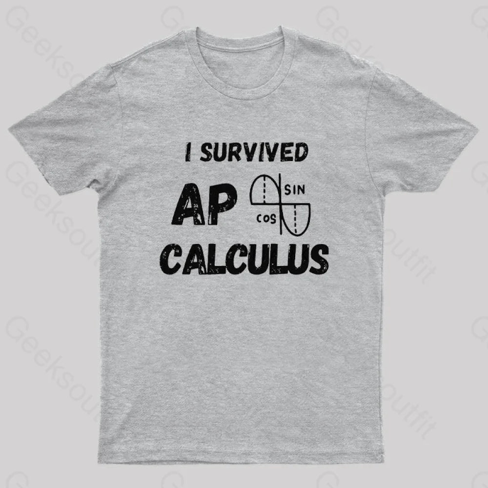 I Survived Ap Calculus Ap Calc Exam Nerd T-Shirt Grey / S