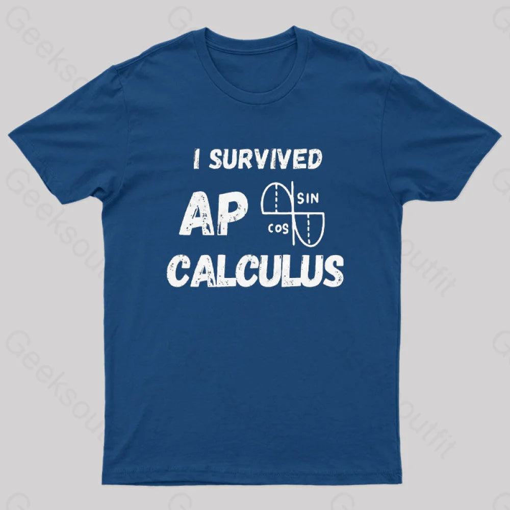 I Survived Ap Calculus Ap Calc Exam Nerd T-Shirt Navy / S