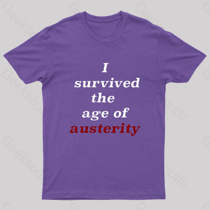 I Survived The Age Of Austerity Nerd T-Shirt Purple / S