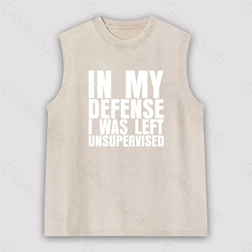 I Was Left Unsupervised Unisex Washed Tank Apricot / S