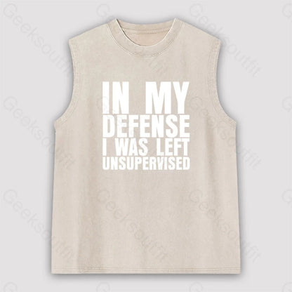 I Was Left Unsupervised Unisex Washed Tank Apricot / S