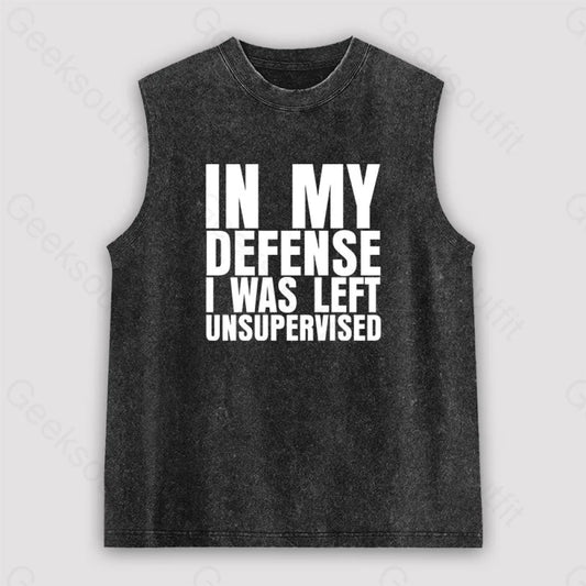 I Was Left Unsupervised Unisex Washed Tank Black / S