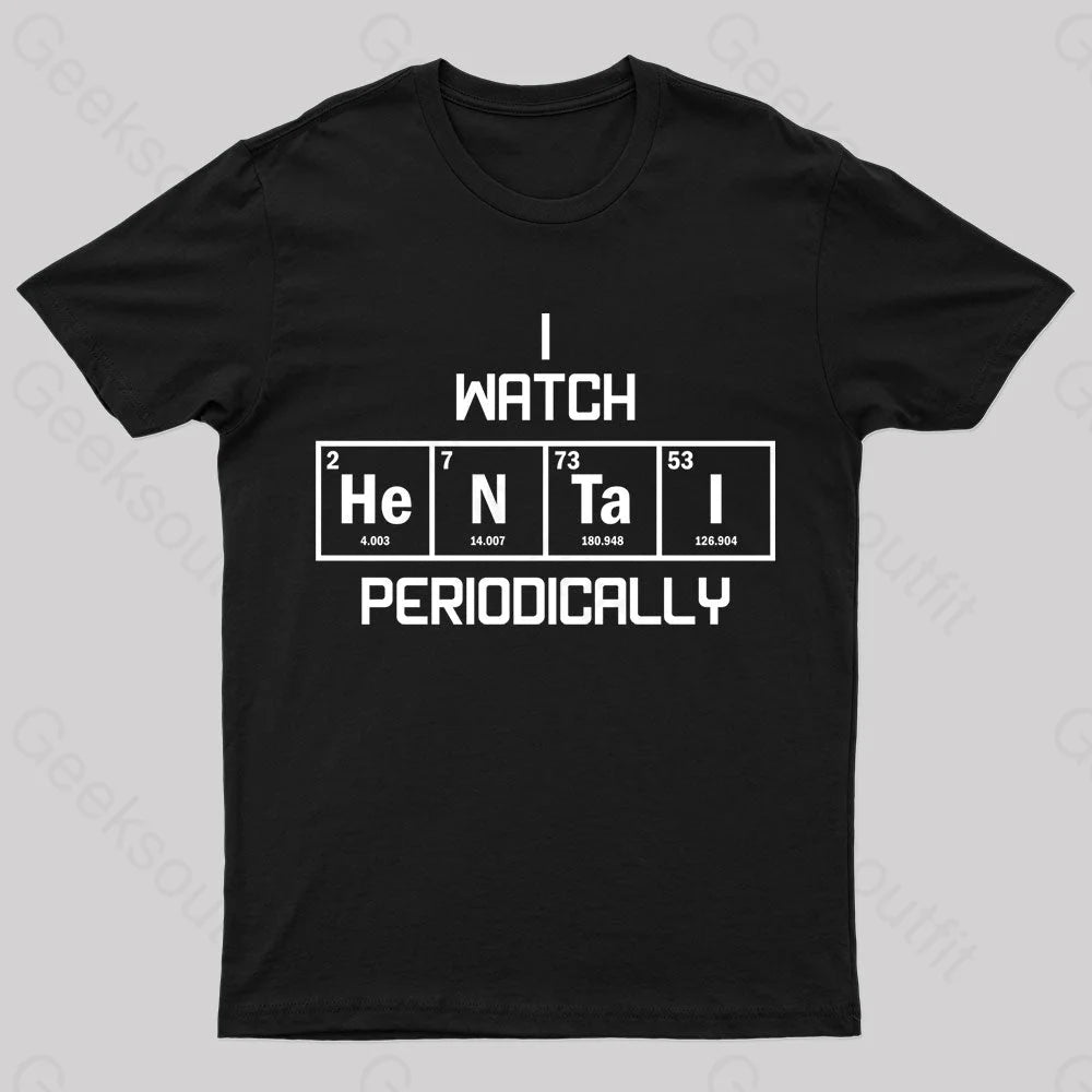 I Watch Hentai Periodically Nerd T-Shirt Black / S