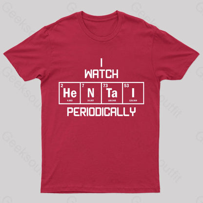 I Watch Hentai Periodically Nerd T-Shirt Red / S