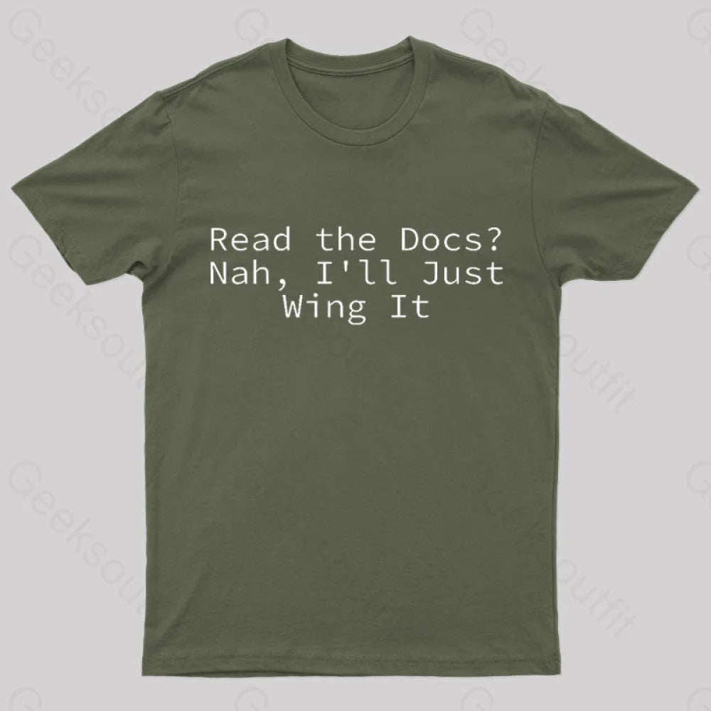 I Will Just Wing It Nerd T-Shirt Army Green / S