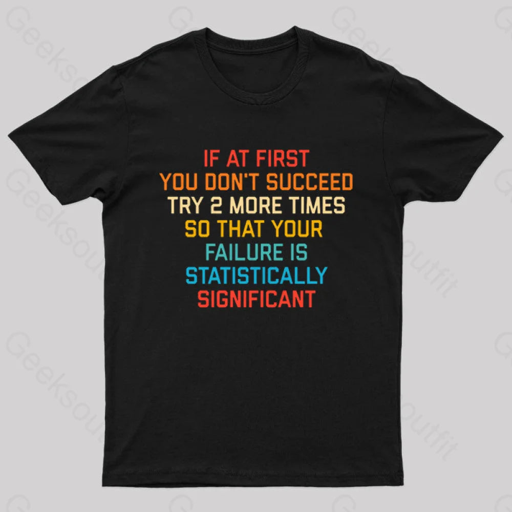 If At First You Don’t Succeed Try 2 More Times Nerd T-Shirt Black / S