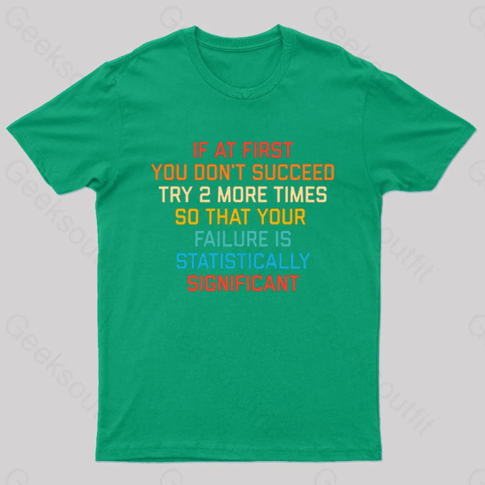 If At First You Don’t Succeed Try 2 More Times Nerd T-Shirt Green / S