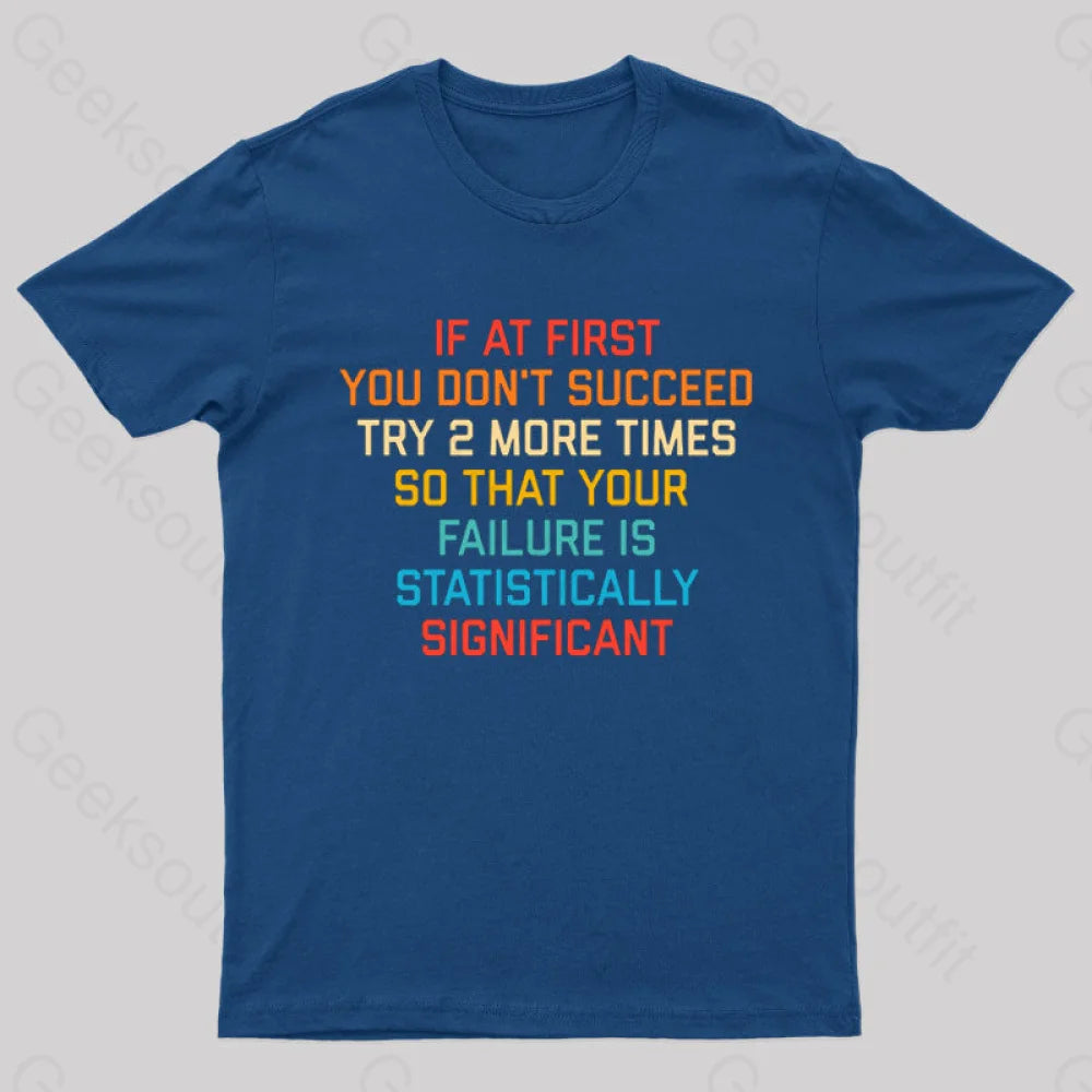 If At First You Don’t Succeed Try 2 More Times Nerd T-Shirt Navy / S