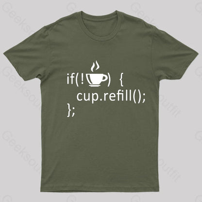 If Coffee Empty Then Refill Cup Nerd T-Shirt Army Green / S