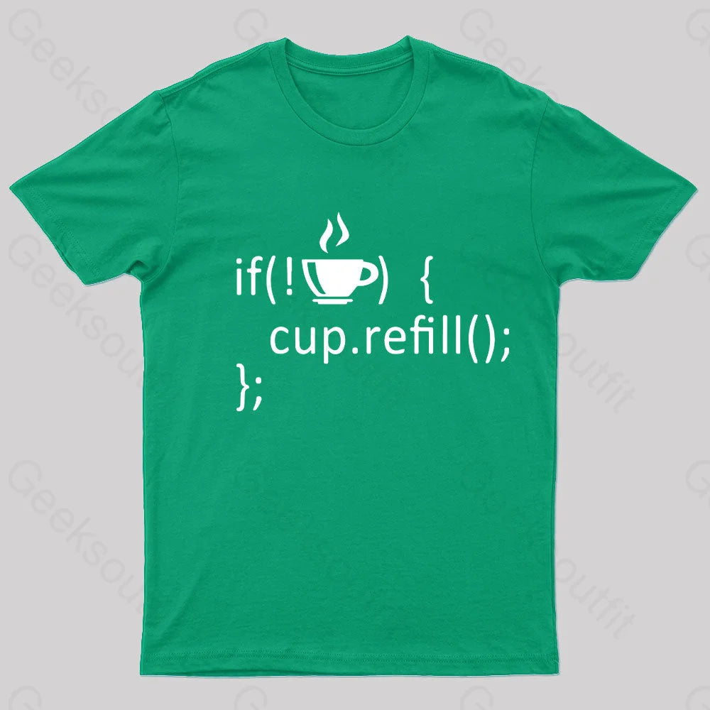 If Coffee Empty Then Refill Cup Nerd T-Shirt Green / S