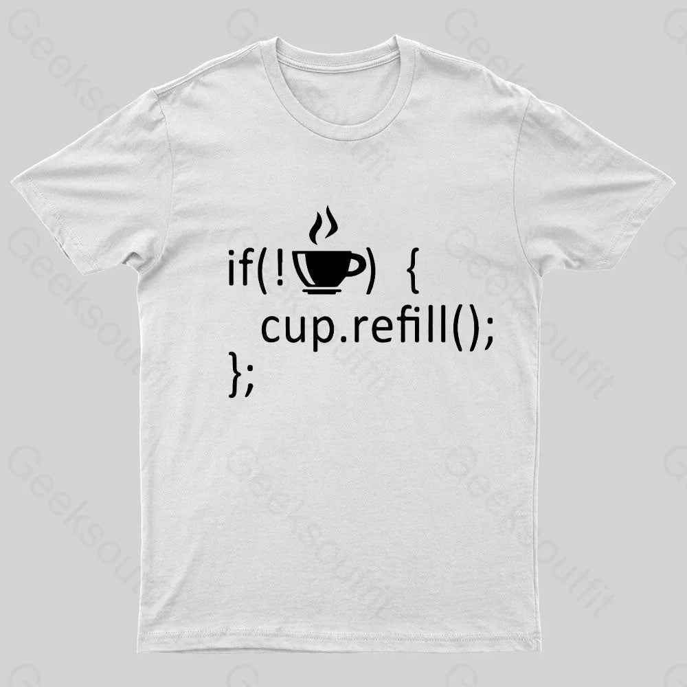 If Coffee Empty Then Refill Cup Nerd T-Shirt White / S