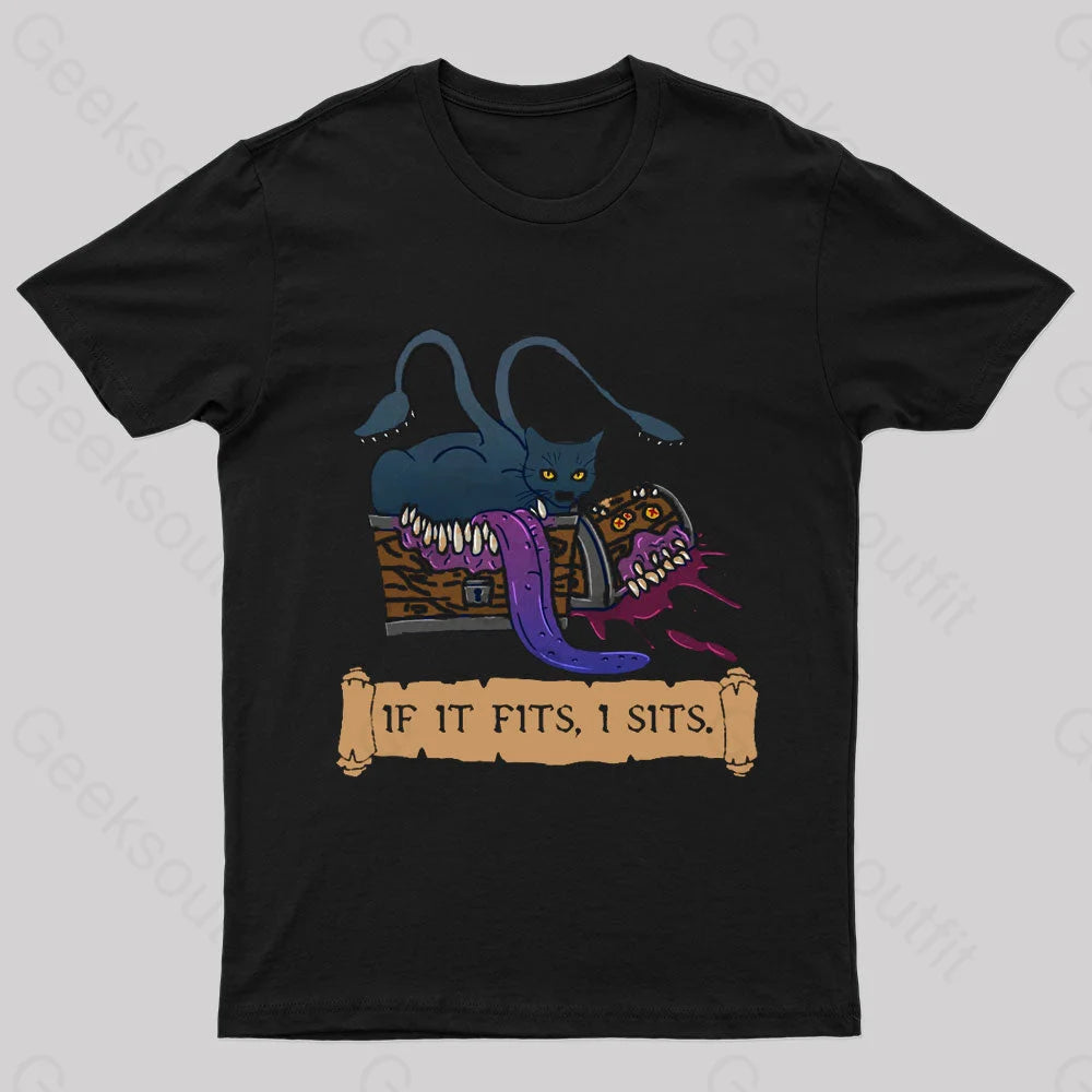 If It Fits I Sits Nerd T-Shirt Black / S