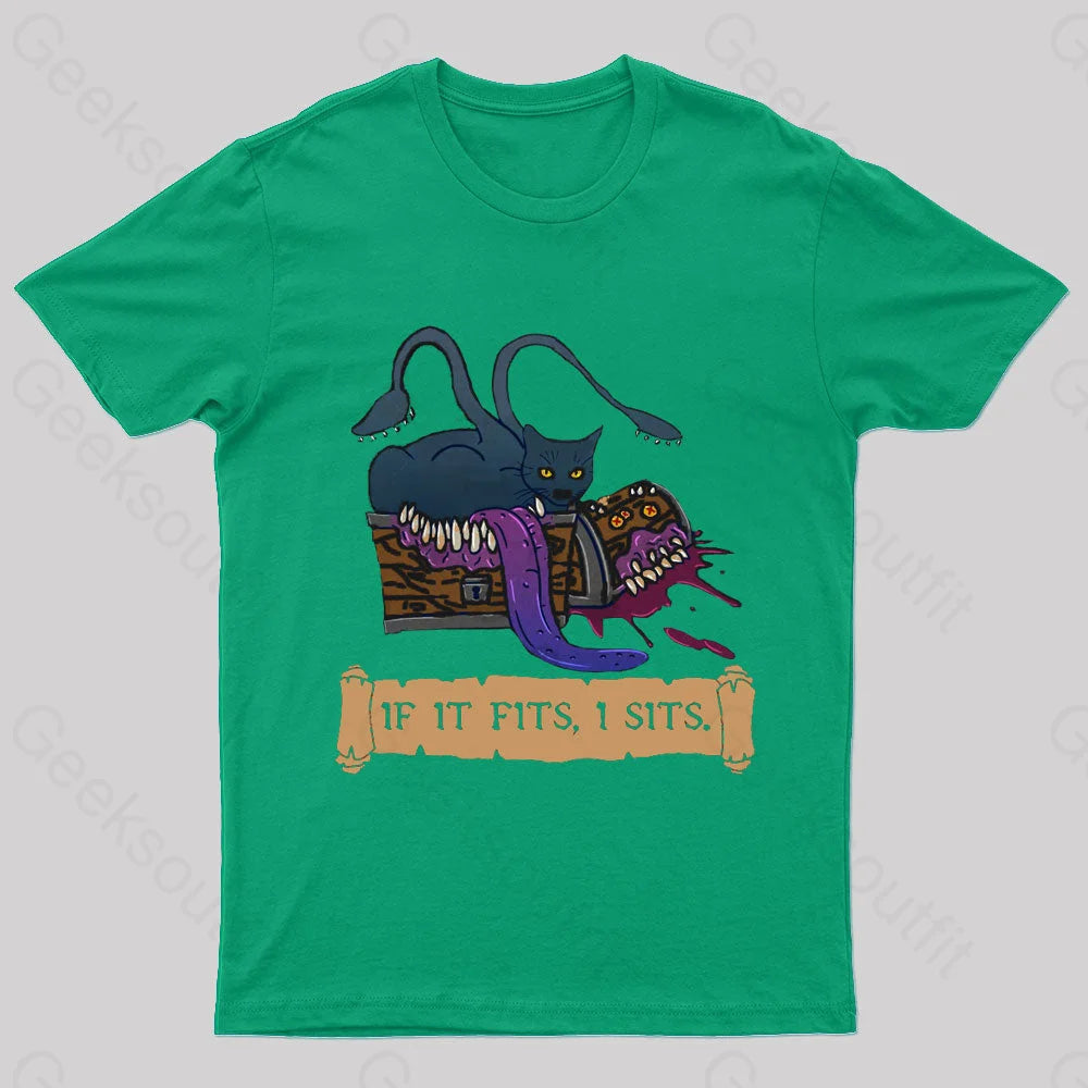 If It Fits I Sits Nerd T-Shirt Green / S