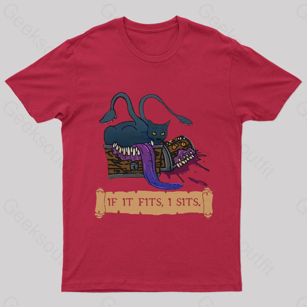 If It Fits I Sits Nerd T-Shirt Red / S