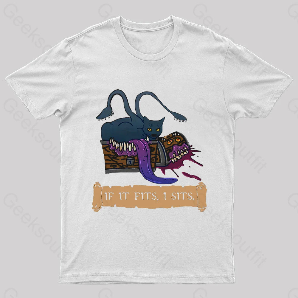 If It Fits I Sits Nerd T-Shirt White / S