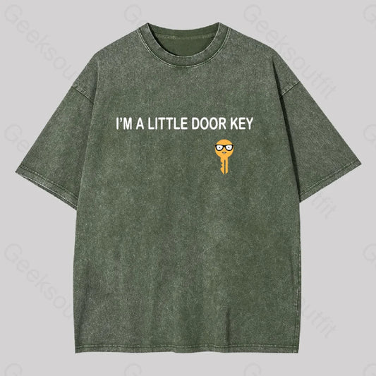 I’m A Little Door Key Washed T-Shirt Army Green / S