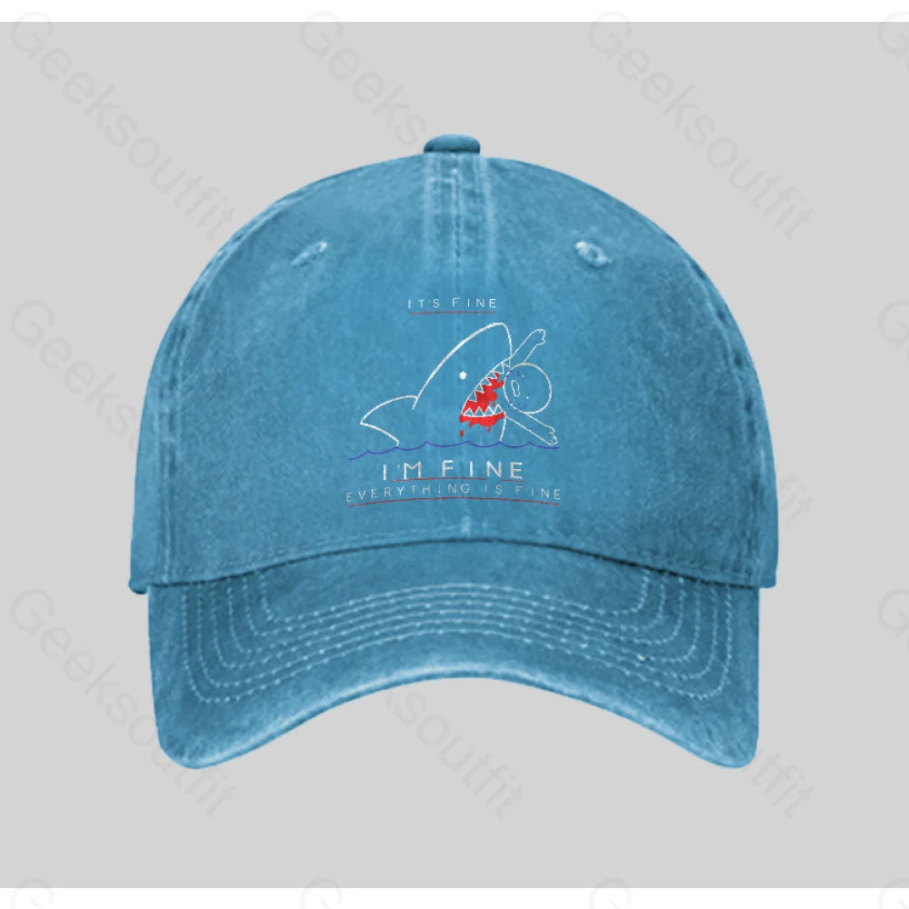 I’m Fine Washed Vintage Baseball Cap Blue