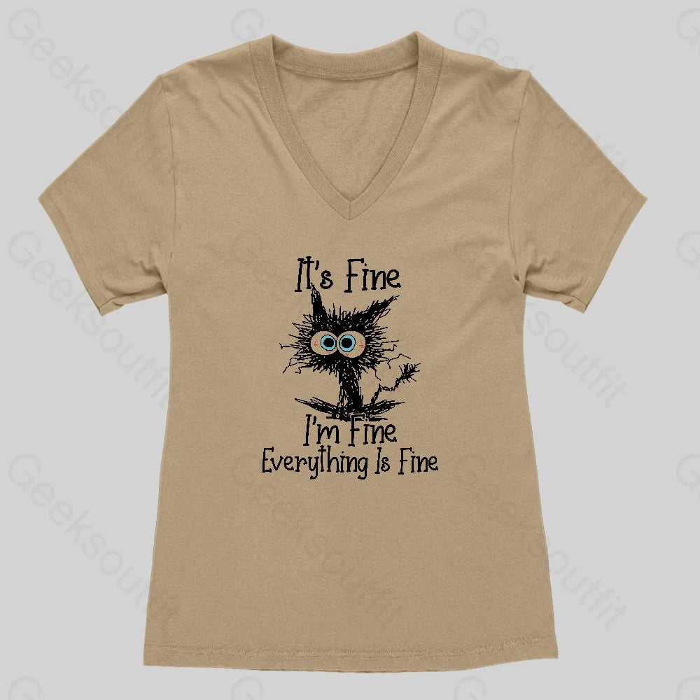 I'm Fine Women's V-Neck T-shirt - Geeksoutfit