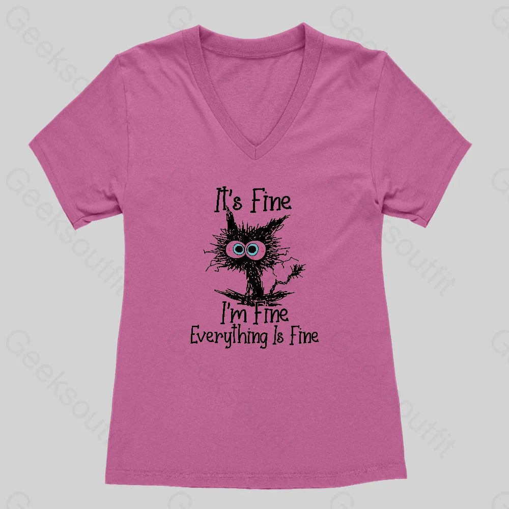 I'm Fine Women's V-Neck T-shirt - Geeksoutfit