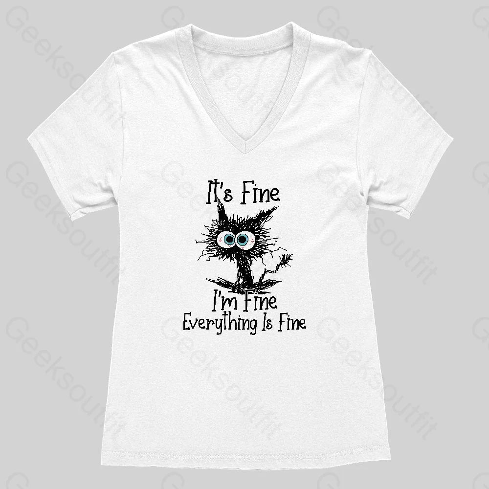 I'm Fine Women's V-Neck T-shirt - Geeksoutfit