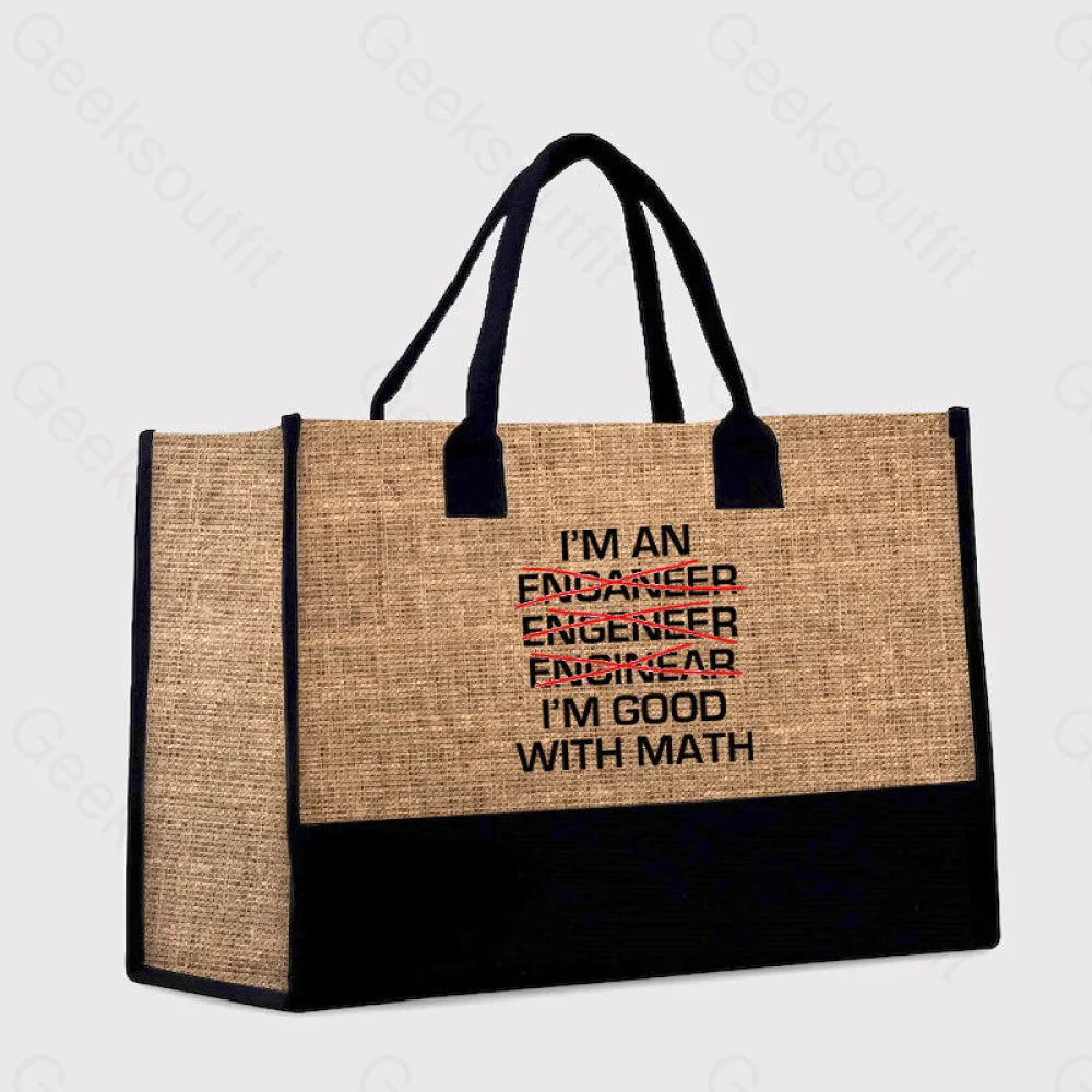 I’m Good With Math Cotton Tote Bag Brown